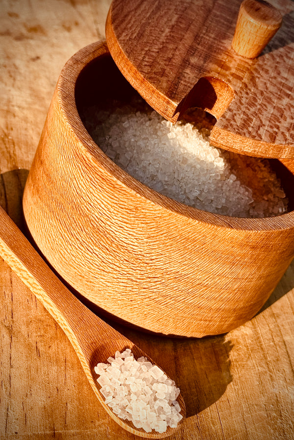 Wooden Spice Jar with Lid and Spoon, Sugar Pot, Salt pepper Spice herb jar